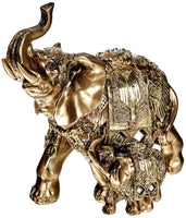 1 x RAW Customer Returns Maturi Gold colored elephant and calf with glitter and diamond details - RRP €20.4