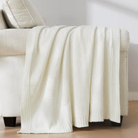 5 x Brand New R.SHARE Solid Color Cuddly Blanket Fluffy, 125 175cm Plain Colored Blanket, Soft and Warm Sofa Throw, Oeko-Tex Certified Blanket, Woven Blanket, Living Room Blanket Couch Blanket-Ivory White Ribbed - RRP €102.0