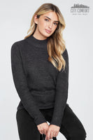 1 x RAW Customer Returns CityComfort women s sweater with stand-up collar, knitted women s sweater S, anthracite  - RRP €16.85