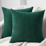 1 x RAW Customer Returns Topfinel set of 2 cushion covers 50x50 dark green corduroy striped pattern cushion covers cushion cover decorative cushion sofa cushion couch cushion decorative cushion chair cushion decorative cushion - RRP €18.14