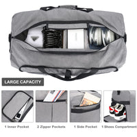 1 x RAW Customer Returns Upeelife Travel Bag Large Foldable, Lightweight Sports Bag Weekender Waterproof Travel Bags with Shoe Compartment for Women Men Gym Duffle Travel Bag 125L Gray - RRP €34.99