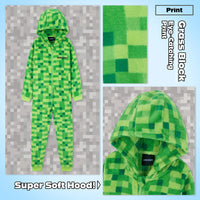 1 x RAW Customer Returns Minecraft onesie, children s jumpsuit, boys pajamas, children s full body suit, warm fleece overalls - RRP €27.12