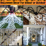 36 x Brand New obqo Halloween Decoration Spider Web Large, Halloween Cobwebs Stretchable with 5 Ground Nails for Garden Outdoor, Giant Spider Web Decoration Outside for Halloween Horror Decoration 100 x 200 cm  - RRP €575.64