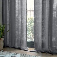 1 x RAW Customer Returns MIULEE Sheer Linen Voile Curtains Living Room with Rings for Bedroom Living Room Elegant Modern Home Windows 140X280 CM Dark Gray - RRP €38.64