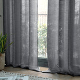 1 x RAW Customer Returns MIULEE Set of 2 Voile Curtains Sheer Linen Curtain with Eyelets Transparent Irregular Texture Curtain Eyelet Curtain Window Curtain Translucent for Bedroom 260 x 140cm H x W Dark Grey - RRP €43.89