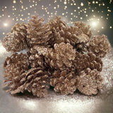 4 x Brand New MIJOMA set of 24 pine cones glitter 4.5 cm magically sparkling Christmas decoration ideal for a festive atmosphere elegant colour variations for decorating trees, wreaths tables champagne  - RRP €70.04