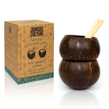 1 x RAW Customer Returns Jungle Culture Real Coconut Cups for Cocktails Smoothies Small Coconut Bowls Bamboo Straws Natural Wooden Cups, Zero Waste Cups, Drinking Cups for Party, Sustainable Gifts - RRP €29.36