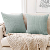 1 x RAW Customer Returns Deconovo Cushion Cover Corduroy Cushion Covers Pillow Case Decorative Pillow with Hidden Zipper Soft Sofa Cushion Pillow Covers for Sofa Couch Bedroom, 40 x 40 cm, Light Green, Set of 2 - RRP €16.63