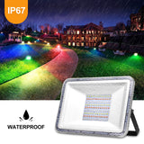 1 x RAW Customer Returns NIKEEYEN 2x RGB LED Floodlight 100W Waterproof IP67 Color Changing Security Lights with Remote Control, 16 Colors 4 Modes RGB Outdoor LED Spotlight for Garden Party Christmas No Memory  - RRP €59.75