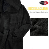 1 x RAW Customer Returns CelinaTex Borkum Bathrobe Hooded Uni Long Patch Pockets Chest Pocket Men 100 Cotton L black - RRP €40.47