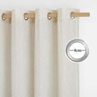 1 x RAW Customer Returns PONY DANCE bedroom curtains country style linen curtain beige eyelet curtain set of 2 boho curtains linen look semi-transparent curtains with eyelets Linen Curtains for Living Room, H 200 x W 140 cm - RRP €32.95