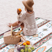 1 x RAW Customer Returns LARUTAN Outdoor Picnic Blanket Boho, 200x200cm Beach Blanket Sand-Free, Portable Washable Beach Mat Picnic Blanket for Dry Beach, BBQ, Picnic, Hiking, Travel Camping Blanket Green - RRP €31.99