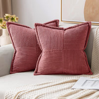 2 x Brand New MIULEE Corduroy Cushion Covers Set of 2 Decorative Square Patchwork Cushion Covers Soft Pillowcase for Home Decor Sofa Bedroom Jam 45x45 cm - RRP €38.4