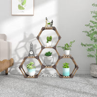 1 x RAW Customer Returns Allinside Hexagonal Plant Stand Flower Rack, Mini Succulent Wooden Plant Rack for Outdoor, Convertible Flower Stand for Window, Garden, Balcony, Living Room - Mini Hexagon - RRP €35.28