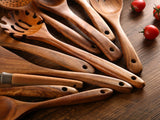 1 x RAW Customer Returns NAYAHOSE Wooden Cooking Utensils 10 Pack Teak Wooden Cooking Spoons and Spatulas for Cooking, Including Spoon, Ladle, Fork 10  - RRP €28.99