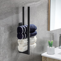 1 x RAW Customer Returns KROCEO towel holder without drilling black stainless steel towel holder double without drilling 39CM - RRP €17.04