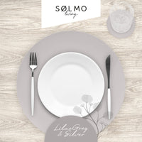 1 x RAW Customer Returns s lmo I Designer round placemat made of PU leather - Large selection of colors - Wipeable, heat-resistant I Placemat, children s placemat, set of 4 washable placemats Lilac Grey Silver  - RRP €16.13