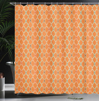 1 x RAW Customer Returns ABAKUHAUS Orange Shower Curtain, Trippy Inspired, Textile Fabric Bathroom Decoration Set with Hooks, 70 x 79 , Orange - RRP €25.16