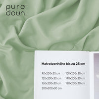 1 x RAW Customer Returns puredown set of 2 fitted sheets 180x200cm microfiber bed sheets for mattresses up to 25cm, comfortable, breathable fitted sheets, bed linen, Oeko-Tex certified, green - RRP €24.99