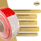 1 x RAW Customer Returns ERBI - Waterproof reflective tape self-adhesive 50mm x 20m red-white - reflective strips for marking vehicles hazards - reflective film, reflective tape, reflective tape - RRP €29.99