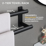 1 x RAW Customer Returns Towel Rack Black, SAYAYO Towel Rail Multilayer Guest Towel Rack Wall Mounted Stainless Steel Double Bath Towel Rack for Bathroom and Kitchen 40CM, EGOY2210-400-B - RRP €36.99