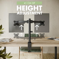 1 x RAW Customer Returns ATHLETIC monitor mount for 2 monitors for 13-27 inch flat curved screens, monitor desk mount, height adjustable, tiltable, swivelable, rotatable, 8 kg per arm, VESA 75x75 100x100, black - RRP €29.96