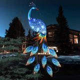 3 x RAW Customer Returns TERESA S COLLECTIONS Garden decoration for outdoors, solar lamp for outdoors, peacock garden light metal waterproof path light for terrace, yard, blue - RRP €104.97