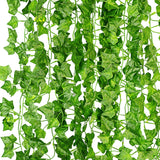 1 x RAW Customer Returns KASZOO Artificial Ivy Garland, 12 Pieces Green Ivy with Nylon Cable Ties Plants Ivy Vine for Garden Wedding Party Wall Decoration - RRP €10.07