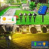 1 x RAW Customer Returns T-SUNUS Solar Garden Spotlight, Solar Garden Spotlights IP65 Waterproof Solar Garden Lamps 2 Automatic ON OFF Brightness Levels with 4 Warm White Lamps - RRP €38.05