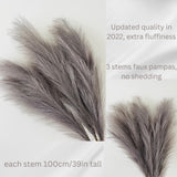 1 x RAW Customer Returns Pampas grass large 100cm, Pampas grass XXL, 3 stems of pampas grass grey, pampas grass decoration artificial, boho decoration modern living room Amazon pampas grass for floor vase - RRP €25.2