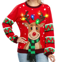 1 x RAW Customer Returns JOYIN Women s LED Lighted Reindeer Ugly Christmas Sweaters with Integrated Lights, X-Large. - RRP €43.99