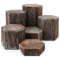 1 x RAW Customer Returns BELLE VOUS 6 Brown and Vintage Hexagonal Decorative Wooden Logs - Wooden Displays for Shelves and Worktops - Columns for Window Displays, Retail, Cupcakes and Sweets - RRP €28.49