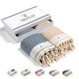 1 x RAW Customer Returns MEVLYS sauna towel Hammam towel pack of 2 beach towel sauna towel bath towel shower towel beach towel picnic blanket 100 cotton extra light women men petrol blue pastel beige  - RRP €39.95