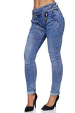 1 x RAW Customer Returns Elara Damen Jeans Boyfriend Baggy Knopfleiste Chunkyrayan C613MK Blau 40 L  - RRP €28.14