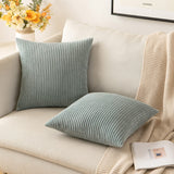 1 x RAW Customer Returns MIULEE Set of 2 cushion covers, corduroy cushion cover, decorative cushion cover, sofa cushion, couch cushion, decorative cushion cover, cuddly cushion for sofa, bedroom, living room, 40 x 40 cm, gray, green - RRP €17.52