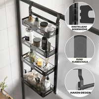 1 x RAW Customer Returns COVAODQ door shelf, door organizer, stainless steel hanging spice rack, kitchen organizer storage, outdoor kitchen cabinet hanging shelf, hanging spice rack, bathroom 4 tiers, black  - RRP €27.22