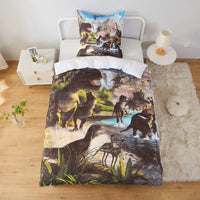 1 x Brand New MUSOLEI Dinosaurs single child duvet cover Bedding Single boy duvet cover Single child bed set Polyester Duvet cover 135x200 with 1 pillowcase 50x80 cm - RRP €22.61