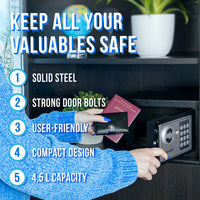 1 x RAW Customer Returns Silvergear safe for home Safe safe with key and password 23x17x17cm Furniture safe Digital Safe Safe Wall safe for home Mini Safe Small Safe with combination lock - RRP €37.98