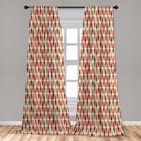 1 x RAW Customer Returns ABAKUHAUS Retro Curtains, Drapes, 70s Retro Style, Window Treatments for Living Room Bedroom Decor, 2 Panels 75 cm w x 175 cm h, Red Gray - RRP €21.02