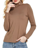 1 x Brand New SSLR Women s Thermal Long Sleeve Turtleneck Shirt Slim Fit Basic Tops Brushed Turtleneck Pullover Small, Dark Khaki  - RRP €24.1