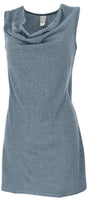 1 x RAW Customer Returns GURU SHOP mini dress with waterfall neckline, comfortable sleeveless mini dress, grey blue, synthetic, size M 38  - RRP €34.19