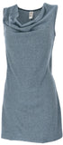 1 x RAW Customer Returns GURU SHOP mini dress with waterfall neckline, comfortable sleeveless mini dress, grey blue, synthetic, size M 38  - RRP €34.19