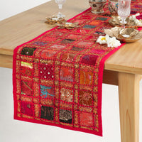 1 x RAW Customer Returns Cotton Washable Lollipop Red Table Runner 30 x 182 cm Decorative Hand Embroidered Patchwork Christmas Table Runner for Party Wedding Home Outdoor Tablecloth - RRP €17.59