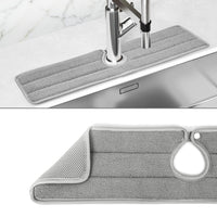 2 x RAW Customer Returns Winter Shore Grey Kitchen Splash Guard - Absorbent Draining Mat with Button Closure - All-Round Kitchen Sink Splash Guard - Machine Washable, Quick-Drying Draining Mat for Sink - 600 x 145 x 10 mm - RRP €17.98