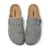 1 x RAW Customer Returns JOMIX Sandals Men s Mules Flat Slippers Summer Boys Clogs Leather Slip On Shoes Elegant Gray, 45 EU, MU8676  - RRP €60.0