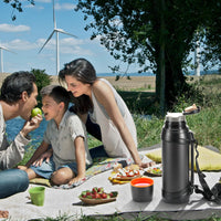 1 x RAW Customer Returns OKADI Thermos Flask Stainless Steel Vacuum Drinking Bottle 2.5L, Insulated Bottle with Drinking Cup, Thermos Flask Keeps Hot for 24 Hours, Cold for 24 Hours, BPA-Free Black  - RRP €48.39