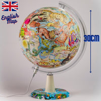 1 x Brand New EXERZ 30cm Illuminated Zodiac Art Globe - Illustrated Zodiac Region Map with Light-Up Feature - Rotating LED Globe, Cable Included. - RRP €29.99