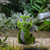 1 x RAW Customer Returns TERESA S COLLECTIONS Garden Decoration for Outdoors Cute Dragon Garden Figure with Eyes Solar Dragon Flocked with Moss Stone Dinosaur Weatherproof Garden Decoration Gifts for Women 22cm - RRP €22.5