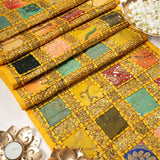 1 x RAW Customer Returns Patchwork Indian Cotton Table Runner Yellow 40x182 cm Decorative Rajasthani Hand Embroidered Colorful Luxury Coffee Dining Style Table Decoration - RRP €20.66