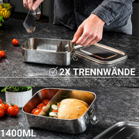 1 x RAW Customer Returns LINFELDT stainless steel lunch box with compartments 1000ML - TOP STAINLESS STEEL LUNCH BOX Stainless steel lunch box - metal lunch box lunch box, stainless steel bread box, crispbread box, lunch box, bread tin - RRP €16.13